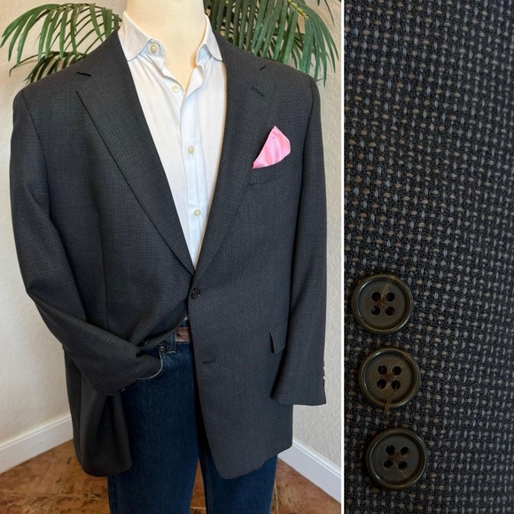 AUSTIN REED MENS BLAZER SIZE 46 SPORT COAT WEAVE PRINT SUIT JACKET MADE IN USA